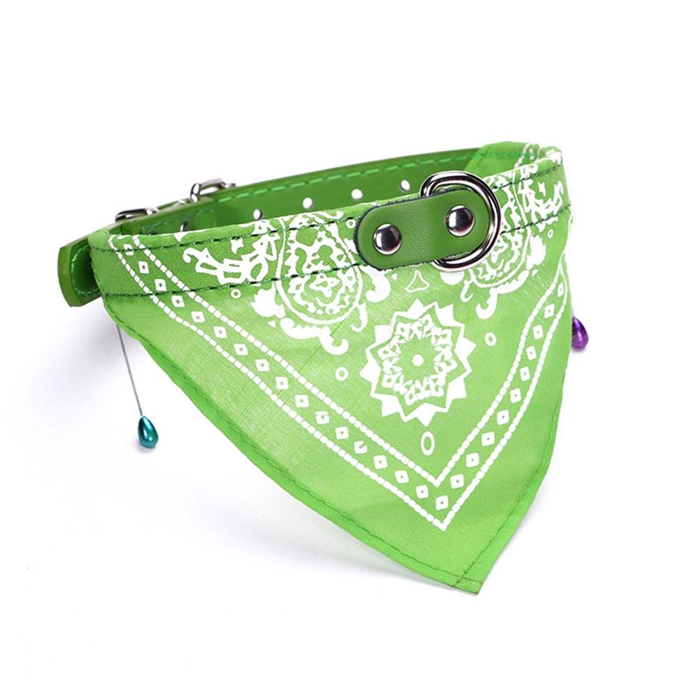 Adjustable Dog Bandana Leather Printed Soft Scarf Collar Neckerchief For Puppy Pet - Size M - Magenta