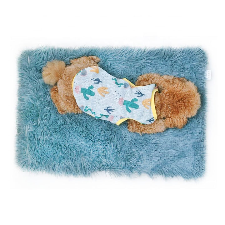 Blue Plush Pet Mat for Dogs and Cats - 70x100cm, Anti-Slip, Warm and Cozy for Autumn and Winter
