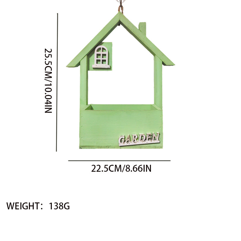 Yellow Charming Wooden House Hanging Bird Feeder - Attract Wild Birds to Your Garden