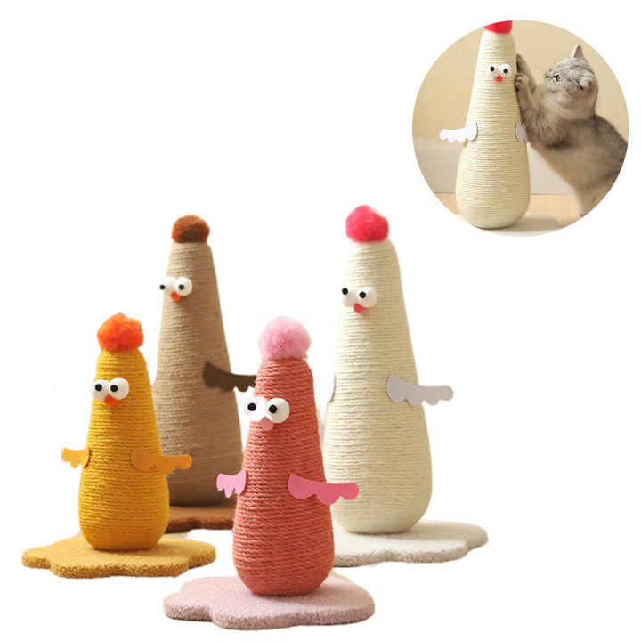 Pink Adorable Chick Cat Scratching Post - Durable Sisal Rope Scratcher Toy for Cats & Kittens
