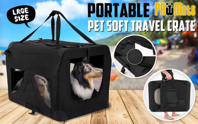 Portable Soft Dog Cage Crate Carrier L BLACK