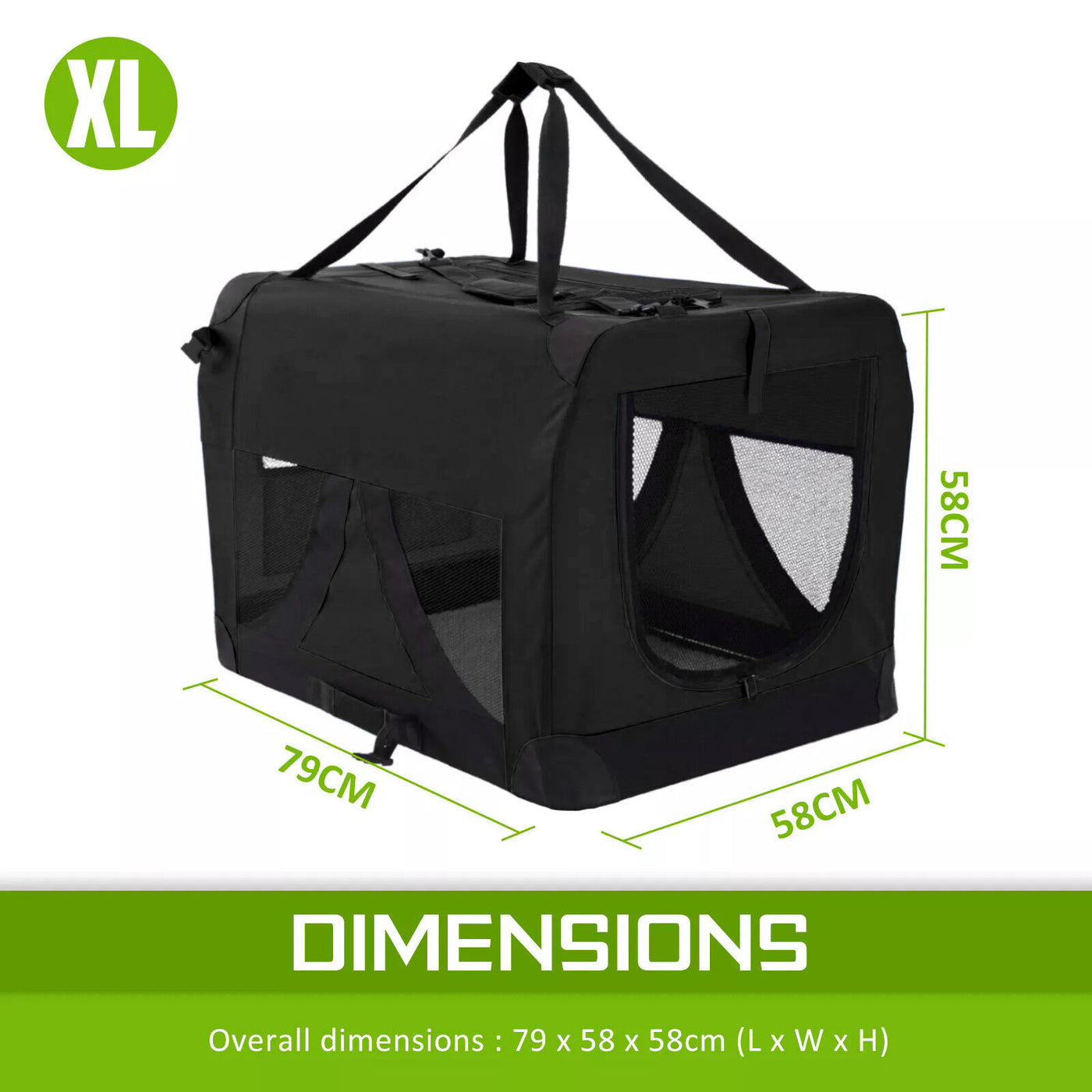 Portable Soft Dog Cage Crate Carrier XL BLACK