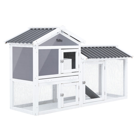 Rabbit Hutch Chicken Coop 147cm 2 Storey Pet Cage Run GRACIE