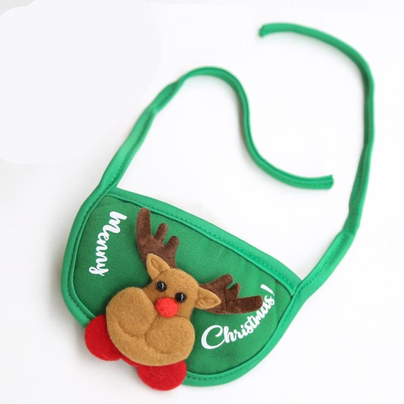 Pet Christmas Hat Saliva Festive Dressing Supplies Bibs Green