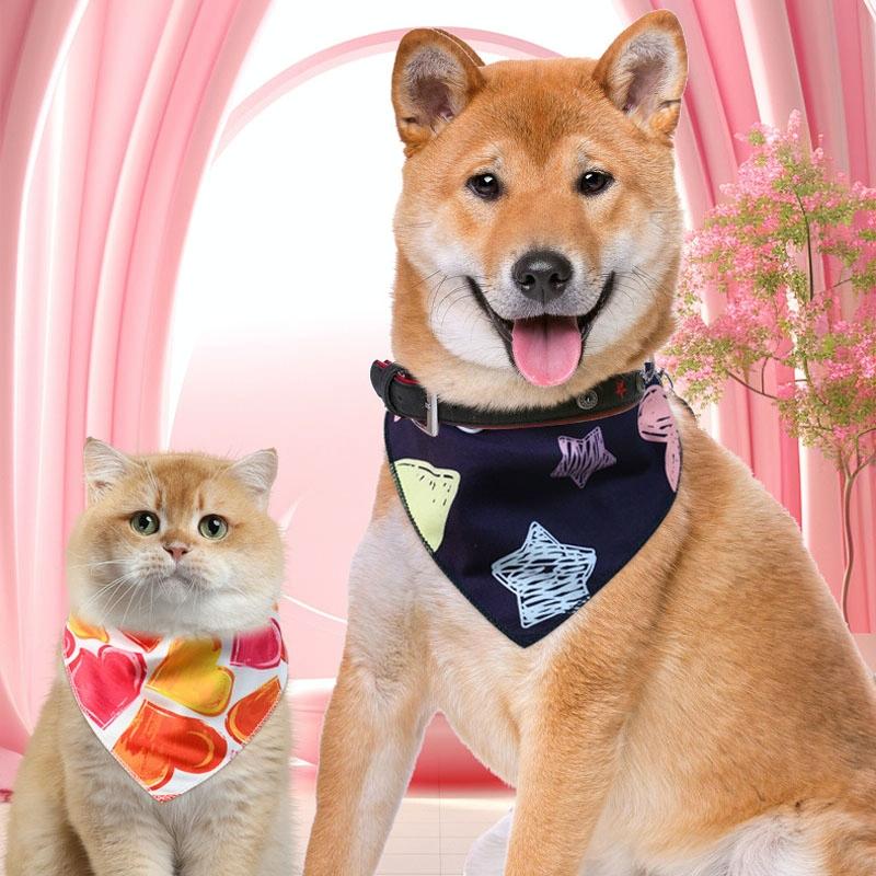 Cute Pet Triangle Towel Bib Cartoon Cats And Dogs Drool Towel Scarf - 11
