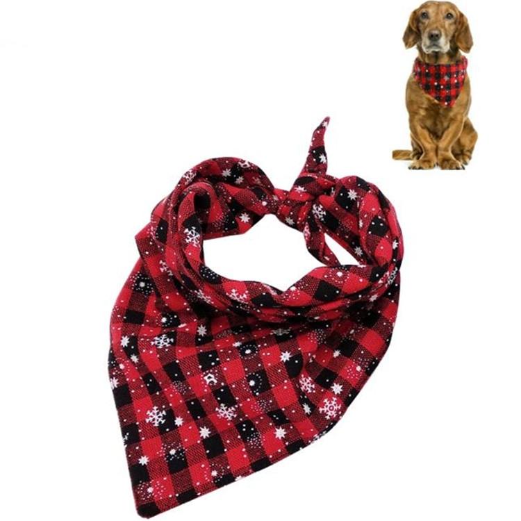 Pet Triangle Towel Christmas Snowflake Dog Saliva Towel - Size S - Red