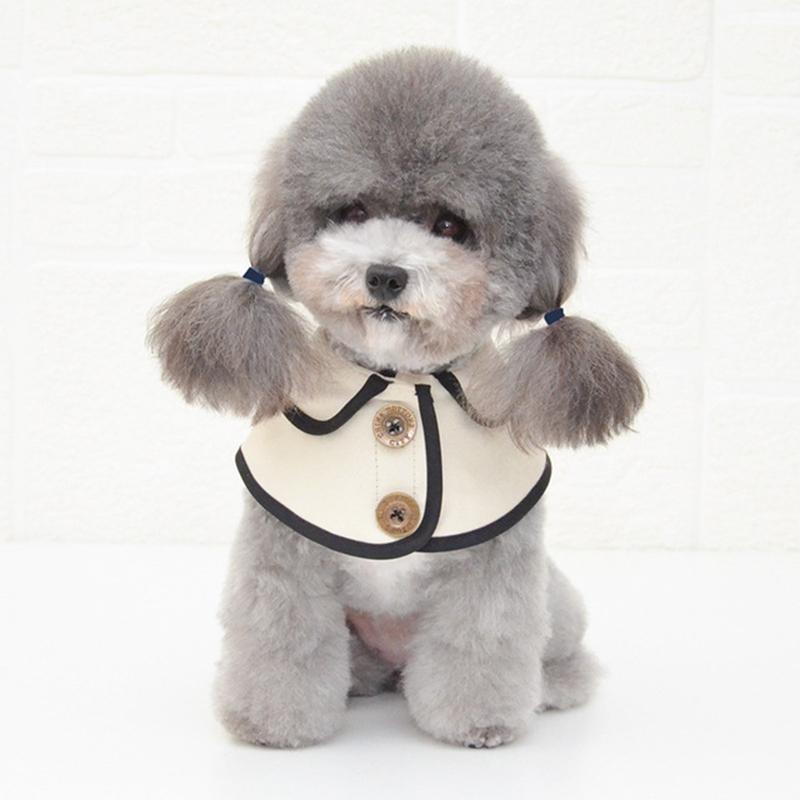 Dog Shawl Saliva Towel Scarf Pet Bow Tie Jewelry Accessories - Size S - Khaki