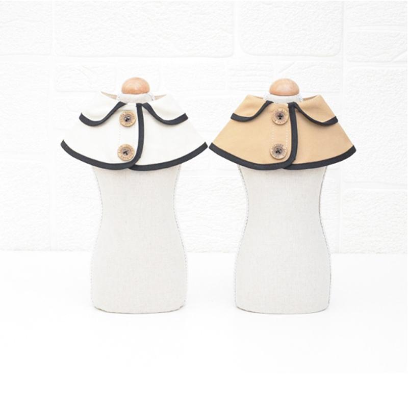 Dog Shawl Saliva Towel Scarf Pet Bow Tie Jewelry Accessories - Size S - Khaki