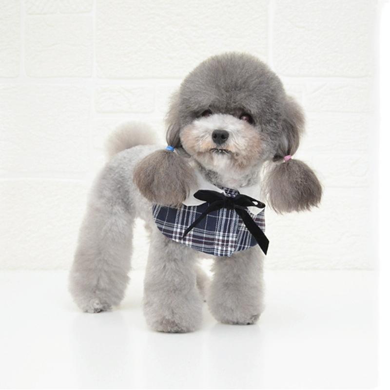Dog Shawl Small Cloak Pet Bow Ttie Saliva Towel Pet Accessories - Size S - Red Grid