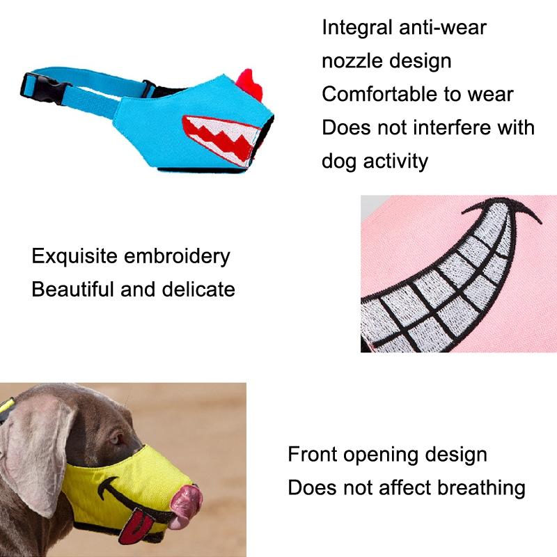 Cartoon Dog Mouth Cover Anti-Bite Nylon Dog Mask - Size L - Pink - S