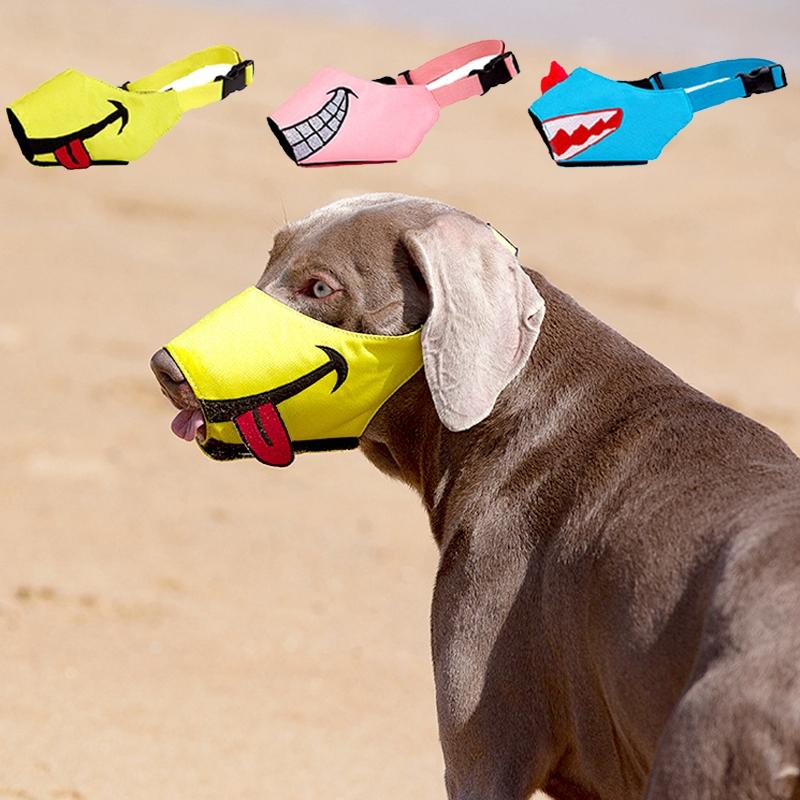 Cartoon Dog Mouth Cover Anti-Bite Nylon Dog Mask - Size L - Pink - S