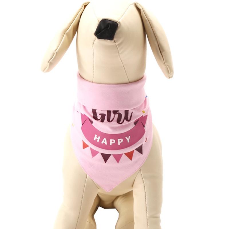 Pet Birthday Saliva Towel Double Cotton Triangle Scarf - Blue