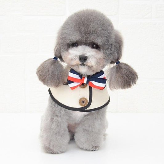 Dog Shawl Saliva Towel Scarf Pet Bow Tie Jewelry Accessories - Size S - White