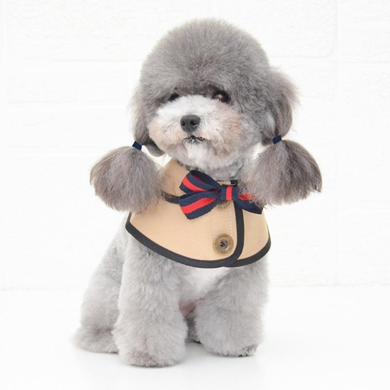 Dog Shawl Saliva Towel Scarf Pet Bow Tie Jewelry Accessories - Size S - White