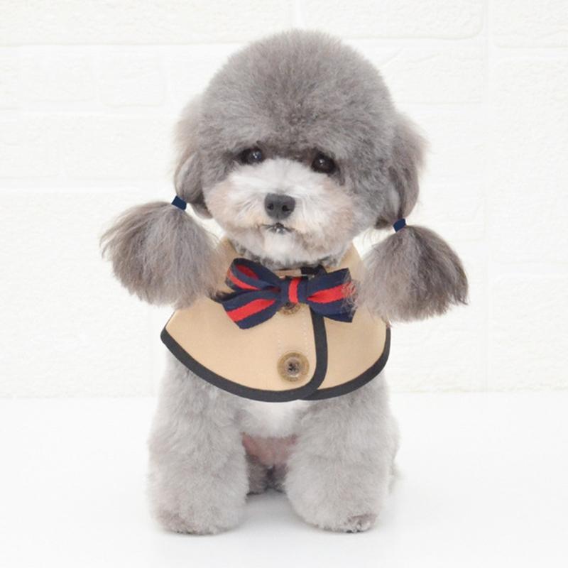 Dog Shawl Saliva Towel Scarf Pet Bow Tie Jewelry Accessories - Size S - White
