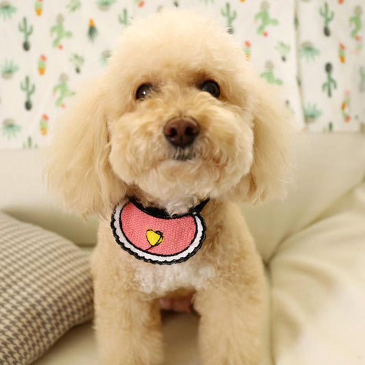 Dog Cat Saliva Towel Love Bib Pet Triangle Scarf Small Dog Collar - Size S - Pink