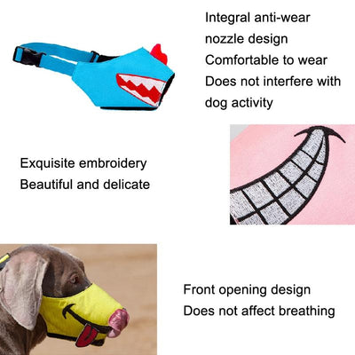 Cartoon Dog Mouth Cover Anti-Bite Nylon Dog Mask - Size L - Pink - M