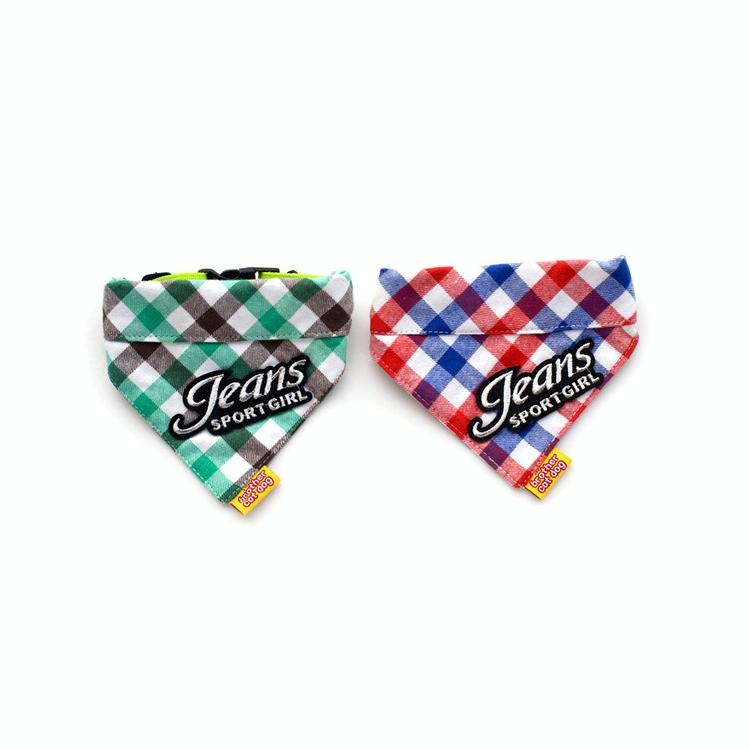 Cotton Plaid Dog Scarf Small And Medium-Sized Dog Saliva Towel - Size M 30-40Cm - Green