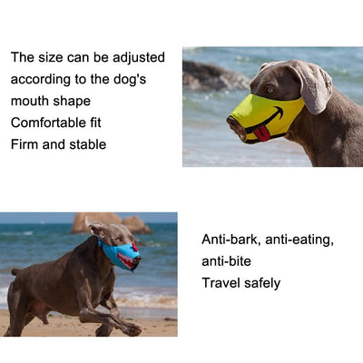 Cartoon Dog Mouth Cover Anti-Bite Nylon Dog Mask - Size L - Blue - M
