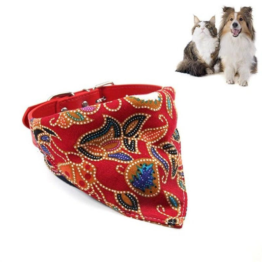 Cotton Pet Bib Cat Headband Dog Saliva Towel - Size S - Red