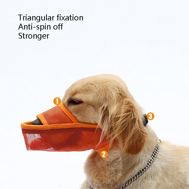 Dog Mouth Cover Anti-Bite Mesh Dog Mouth Cover Medium And Large Dogs Anti-Drop Mask L - Orange