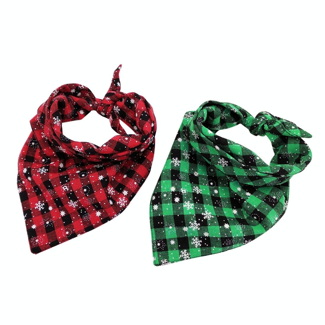 Pet Triangle Towel Christmas Snowflake Dog Saliva Towel - Size S - Blue