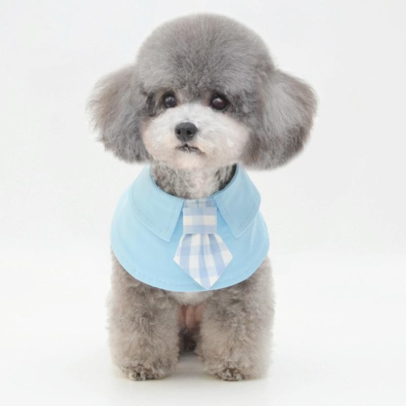 Pet Shawl Scarf Saliva Towel Dog Clothes Accessories - Size S - Blue