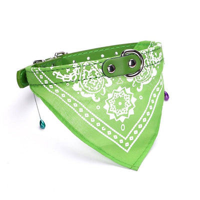Adjustable Dog Bandana Leather Printed Soft Scarf Collar Neckerchief For Puppy Pet - Size M - Pink