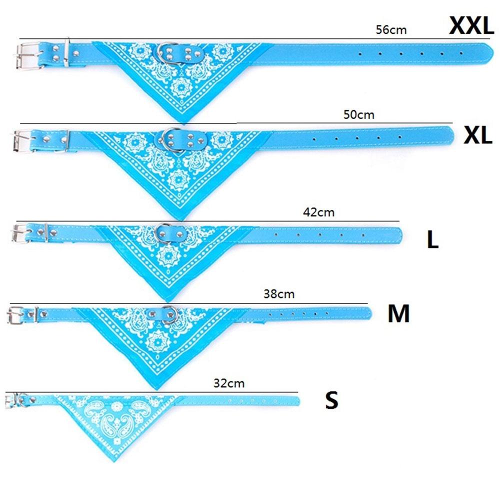 Adjustable Dog Bandana Leather Printed Soft Scarf Collar Neckerchief For Puppy Pet - Size M - Magenta