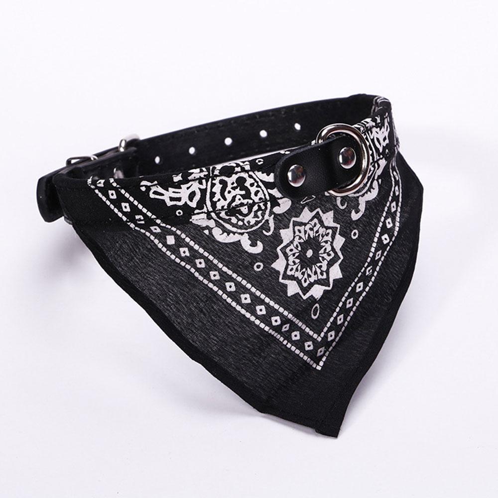 Adjustable Dog Bandana Leather Printed Soft Scarf Collar Neckerchief For Puppy Pet - Size M - Magenta
