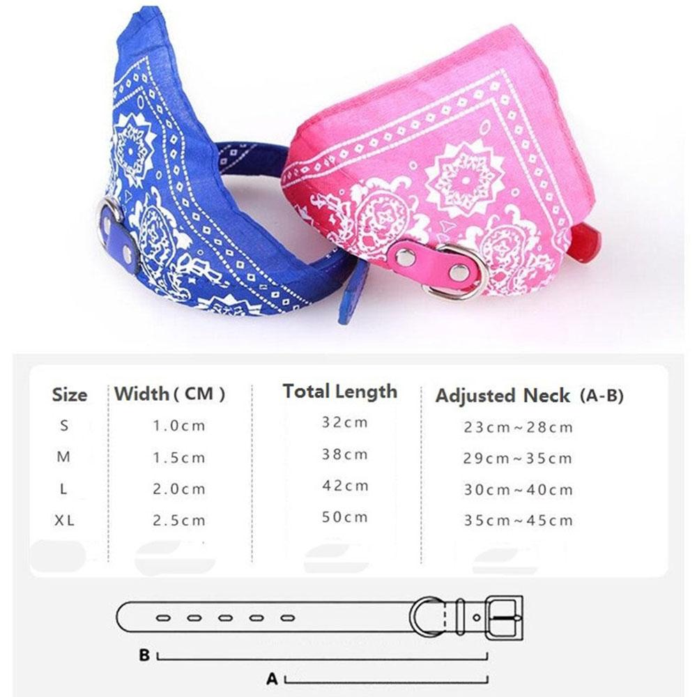 Adjustable Dog Bandana Leather Printed Soft Scarf Collar Neckerchief For Puppy Pet - Size M - Magenta