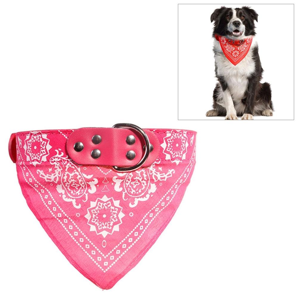 Adjustable Dog Bandana Leather Printed Soft Scarf Collar Neckerchief For Puppy Pet - Size M - Green