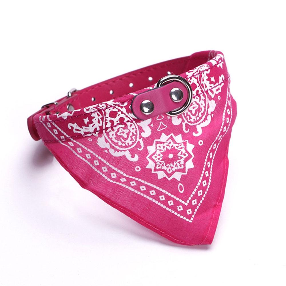 Adjustable Dog Bandana Leather Printed Soft Scarf Collar Neckerchief For Puppy Pet - Size M - Green