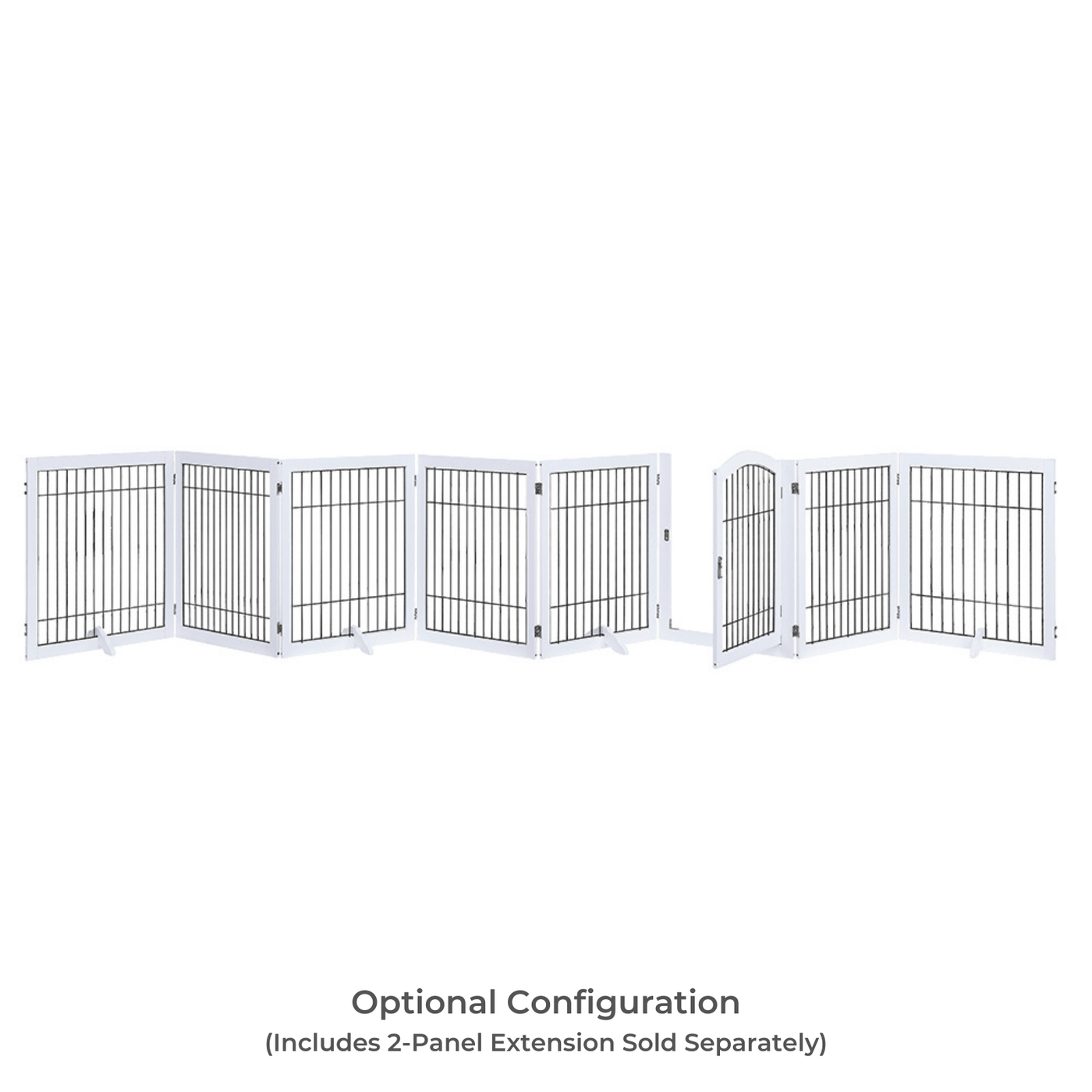 Wooden Dog Pen and Six Panel Pet Gate, White