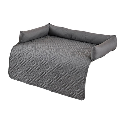 75*120CM Grey Waterproof & Scratch-Resistant Pet Sofa Protector Mat with Pillow | Cat & Dog Bed, Washable, All-Season