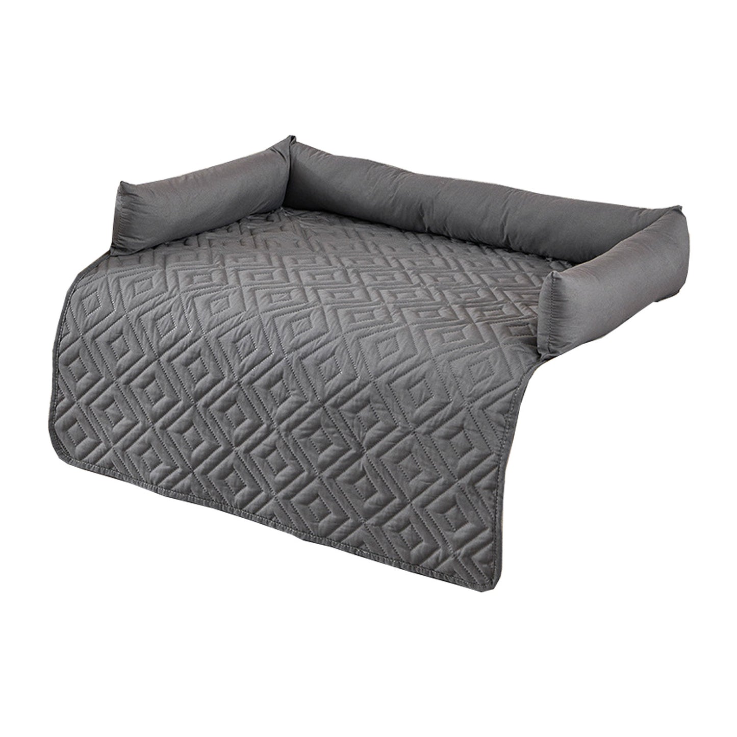 90*90CM Brown Waterproof & Scratch-Resistant Pet Sofa Protector Mat with Pillow | Cat & Dog Bed, Washable, All-Season