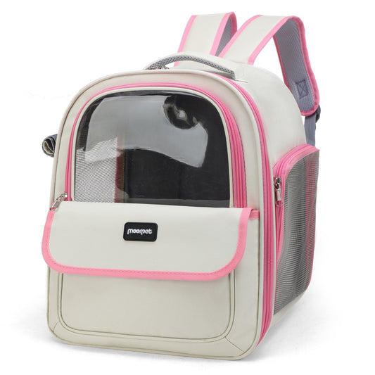 Pink Pet Carrier Backpack - Space Capsule Design for Cats & Small Dogs