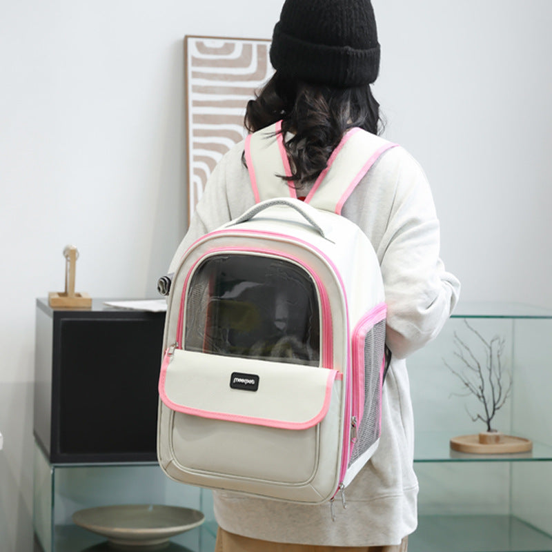 Pink Pet Carrier Backpack - Space Capsule Design for Cats & Small Dogs