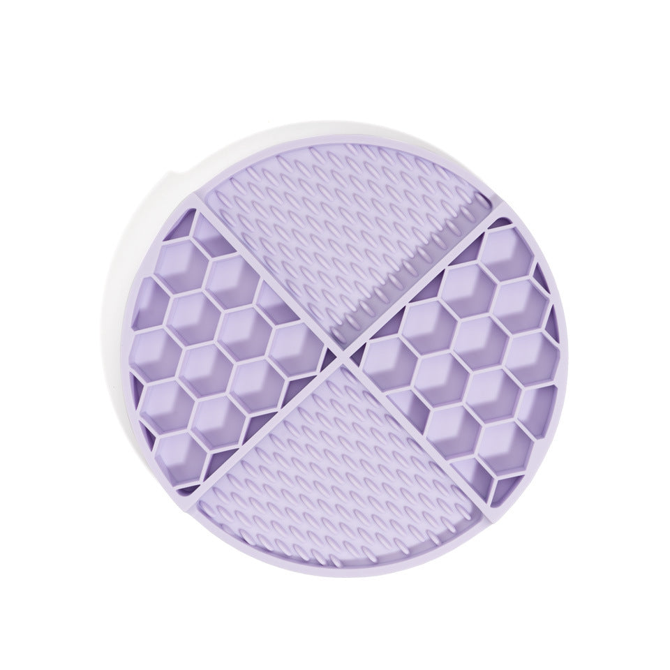 2 Pcs Purple Honeycomb Pet Slow Feeder Bowl - Anti-Choke Silicone Lick Mat with Suction for Dogs