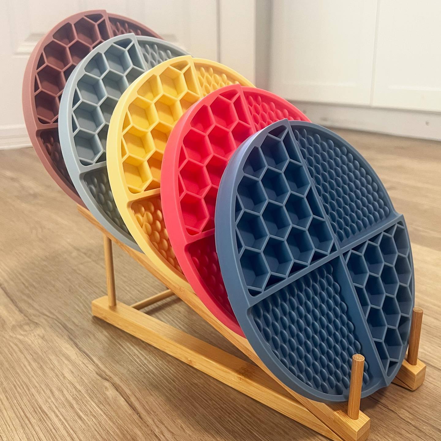 2 Pcs Yellow Honeycomb Pet Slow Feeder Bowl - Anti-Choke Silicone Lick Mat with Suction for Dogs