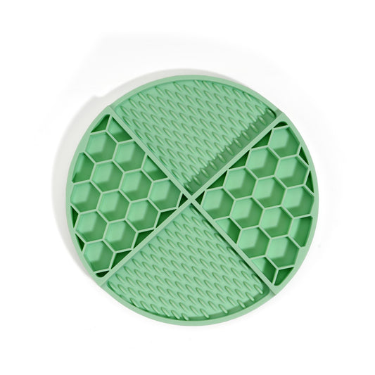 2 Pcs Dark Green Honeycomb Pet Slow Feeder Bowl - Anti-Choke Silicone Lick Mat with Suction for Dogs