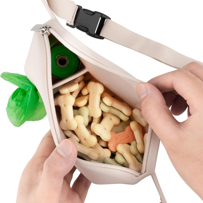 Green Silicone Pet Treat Pouch for Dog Training - Portable Waist Bag with Waste Bag Holder