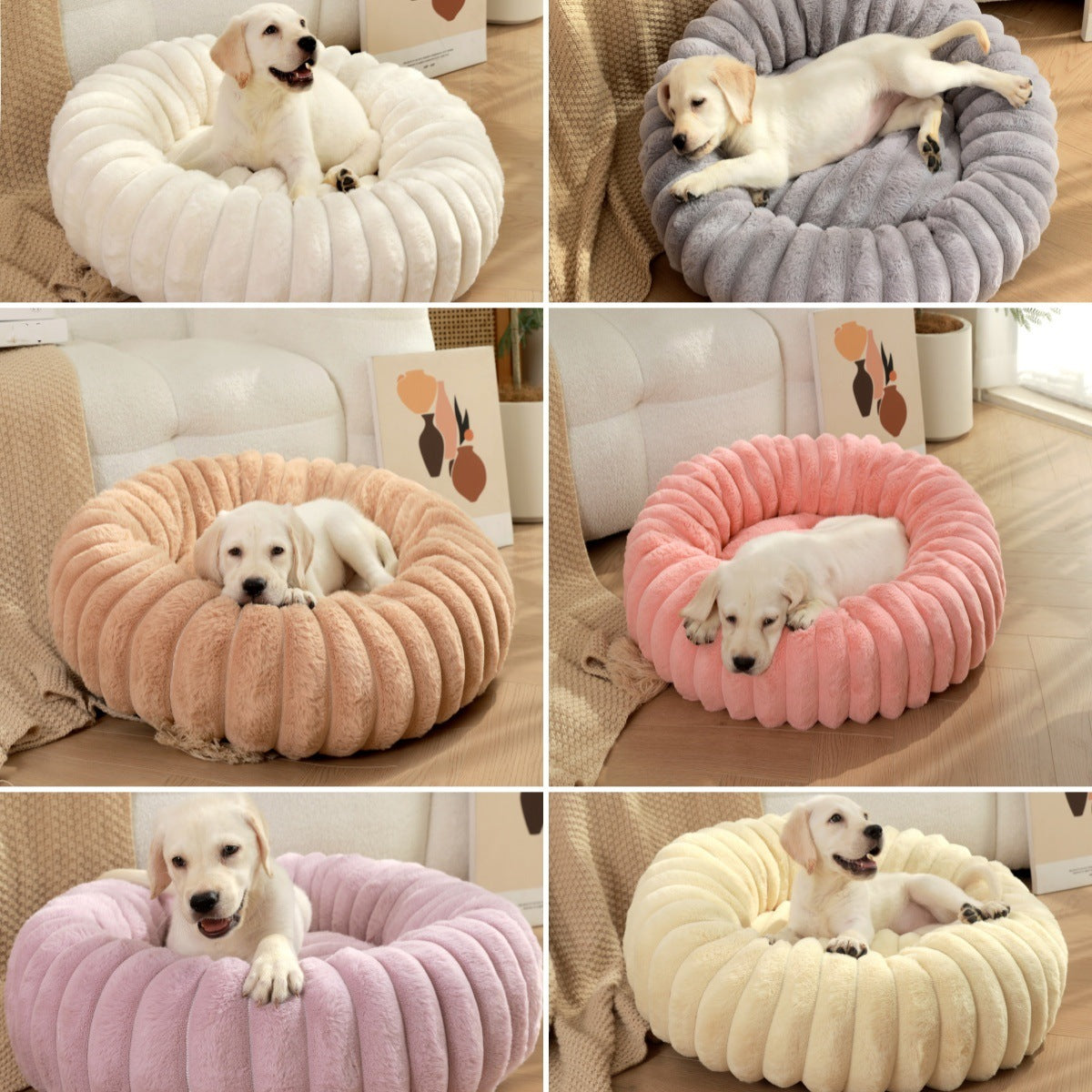 Pink Plush Pet Bed - 40cm Round Dog & Cat Mat, Cozy PP Cotton Filled, Comfortable Pet Supplies