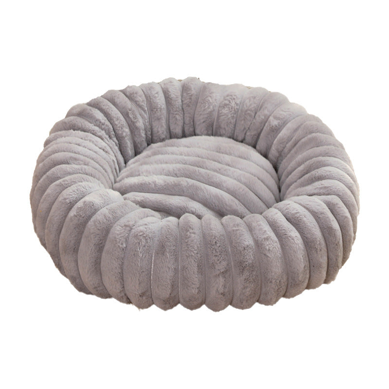 Black Plush Pet Bed - 40cm Round Dog & Cat Mat, Cozy PP Cotton Filled, Comfortable Pet Supplies