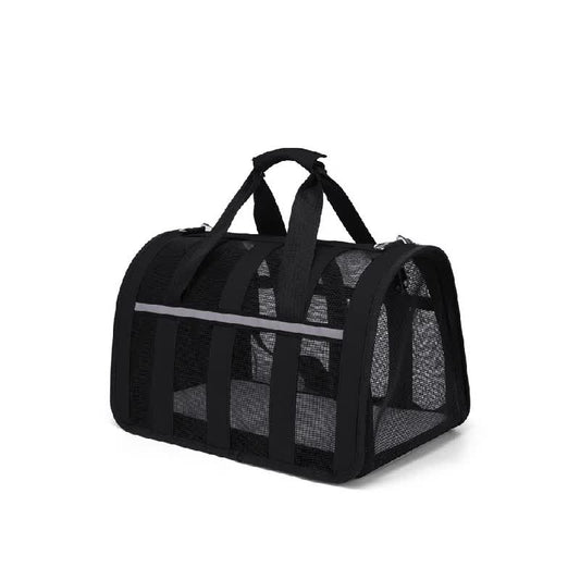 Size S Black Foldable Pet Carrier Bag - Lightweight, Breathable, and Spacious for All Seasons