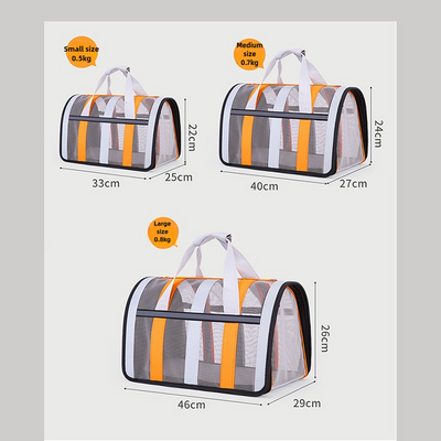 Size S Pink And White Foldable Pet Carrier Bag - Lightweight, Breathable, and Spacious for All Seasons