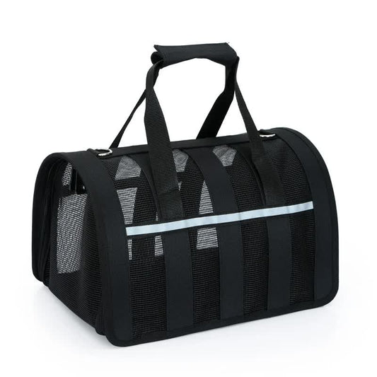 Size M Black Foldable Pet Carrier Bag - Lightweight, Breathable, and Spacious for All Seasons