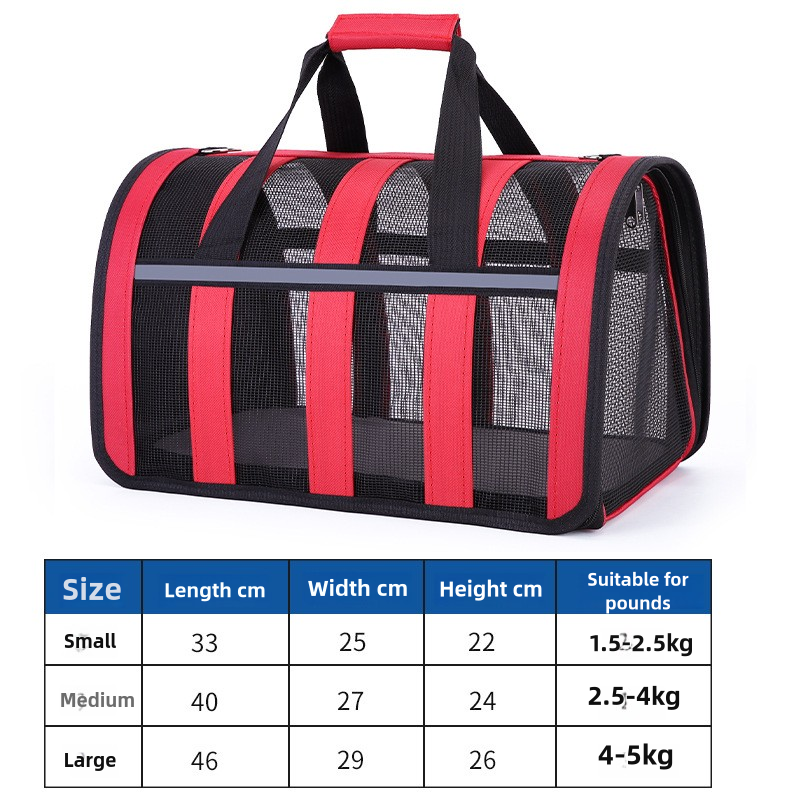 Size M Black Foldable Pet Carrier Bag - Lightweight, Breathable, and Spacious for All Seasons