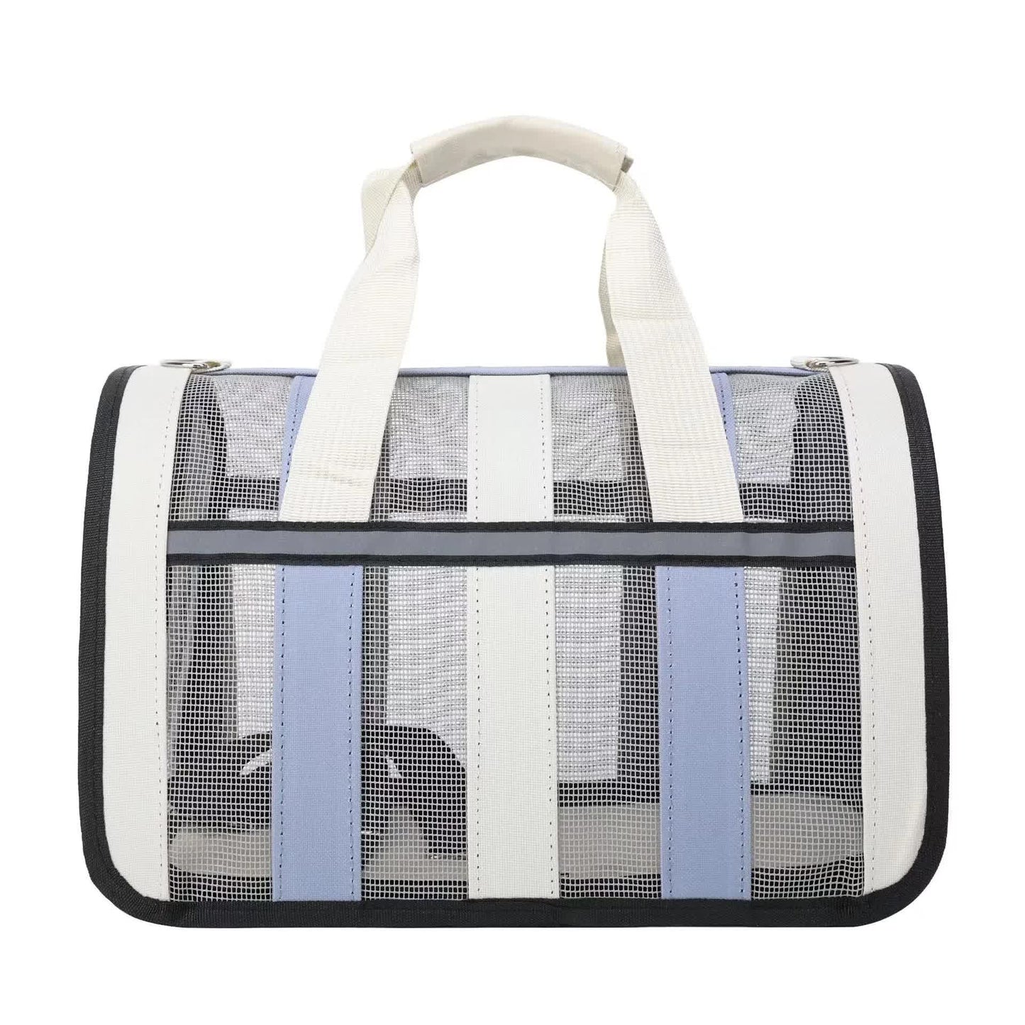 Size M Blue And White Foldable Pet Carrier Bag - Lightweight, Breathable, and Spacious for All Seasons