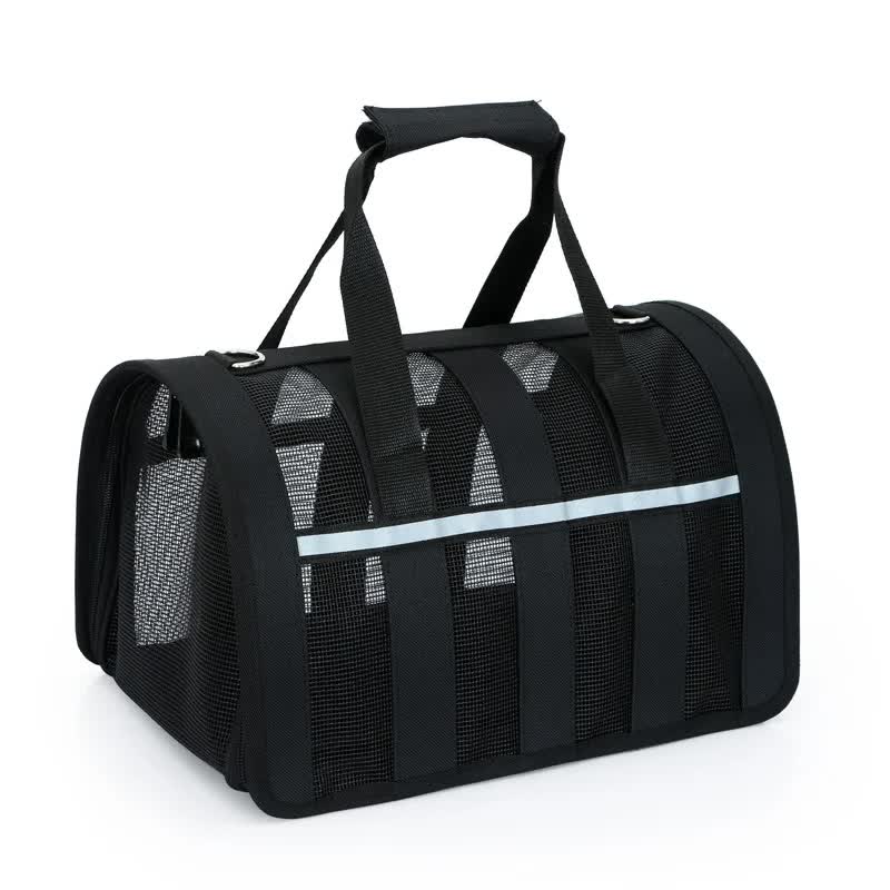 Size L Black Foldable Pet Carrier Bag - Lightweight, Breathable, and Spacious for All Seasons